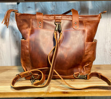 Load image into Gallery viewer, GABRIELLA Large Convertible Day Bag - Leather Pocket