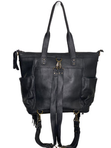 GABRIELLA Large Convertible Day Bag with Fringe- Leather Pocket 0023