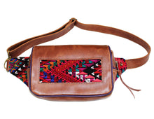 Load image into Gallery viewer, MoonLake Designs Hip Belt in handcrafted medium tan leather with purple leather trim