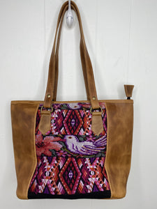 MoonLake Designs handmade unique Carmela Small Everyday Tote in Pear Tan Leather – back view