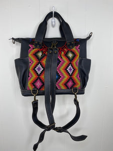 MoonLake Designs Elena Convertible Day bag with adjustable and removable backpack straps made from black leather