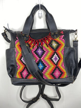 Load image into Gallery viewer, MoonLake Designs Elena Convertible Day bag with black leather adjustable, removable crossbody strap and backpack straps made from black leather