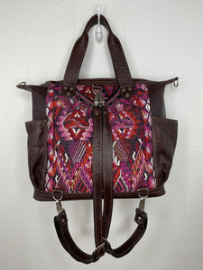 MoonLake Designs handmade Gabriella Large Convertible Day Bag with matching leather removable and adjustable backpack straps
