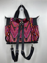Load image into Gallery viewer, MoonLake Designs handmade Gabriella Large Convertible Day Bag with matching black leather removable, adjustable backpack straps