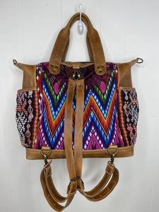 MoonLake Designs handmade Gabriella Large Convertible Day Bag in Dark Tan Leather with removable, adjustable backpack straps