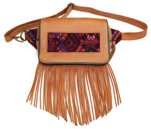 MoonLake Designs Hip Belt with fringe in handcrafted pear tan leather