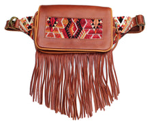 Load image into Gallery viewer, MoonLake Designs Hip Belt with fringe in handcrafted burnt sienna red brown leather
