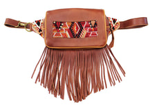 Load image into Gallery viewer, MoonLake Designs Hip Belt with fringe in handcrafted burnt sienna red brown leather