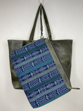 Load image into Gallery viewer, MoonLake Designs handmade Isabella Large Everyday Tote removable compartment in blue huipil