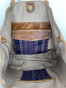 MoonLake Designs Isabella Large Everyday Tote inside view of magnetic closure compartment and open pockets