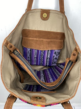 Load image into Gallery viewer, MoonLake Designs Isabella Large Everyday Tote in suede inside view of magnetic and zipper closure compartments