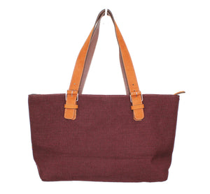 MoonLake Designs Small over the shoulder tote full cloth backview and adjustable leather drop handles