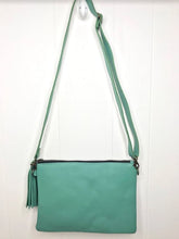 Load image into Gallery viewer, MoonLake Designs Lola small bag and clutch in teal leather – back view of full leather 