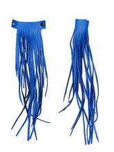 Load image into Gallery viewer, MoonLake Designs handcrafted large leather fringe tassel in electric blue