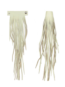 MoonLake Designs handcrafted large leather fringe tassel in cream