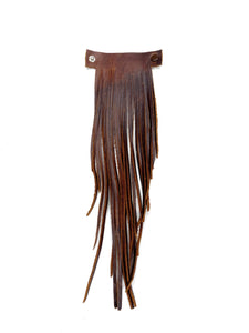 MoonLake Designs handcrafted large leather fringe tassel in dark tan