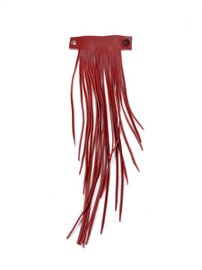 MoonLake Designs handcrafted large leather fringe tassel in rusty red