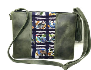 MoonLake Designs Candy small bag and clutch in dark green leather with removable shoulder strap