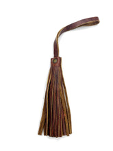 Load image into Gallery viewer, MoonLake Designs handcrafted small leather fringe tassel in textured caramel