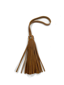 MoonLake Designs handcrafted small leather fringe tassel in light tan
