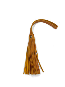 MoonLake Designs handcrafted small leather fringe tassel in pear tan