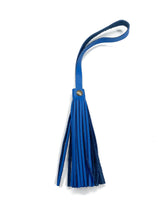 Load image into Gallery viewer, MoonLake Designs handcrafted small leather fringe tassel in electric blue