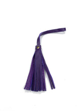 Load image into Gallery viewer, MoonLake Designs handcrafted small leather fringe tassel in purple