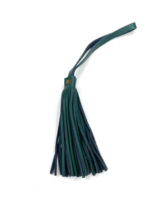 MoonLake Designs handcrafted small leather fringe tassel in green