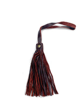 Load image into Gallery viewer, MoonLake Designs handcrafted small leather fringe tassel in textured dark brown
