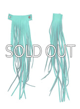 Load image into Gallery viewer, MoonLake Designs handcrafted large leather fringe tassel in teal