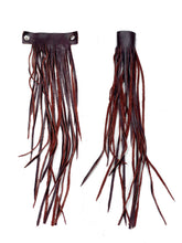 Load image into Gallery viewer, MoonLake Designs handcrafted large leather fringe tassel in textured dark brown